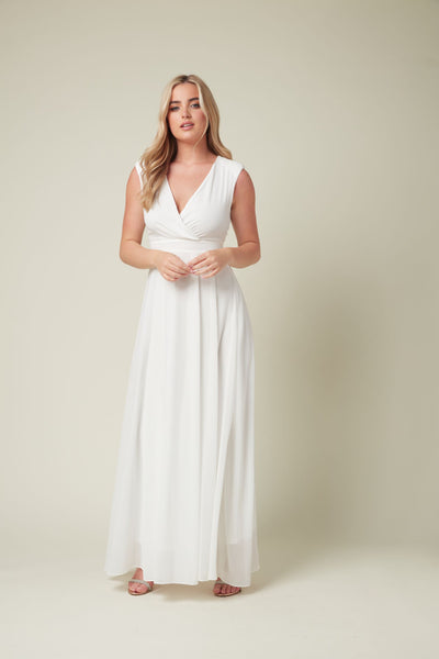 White Chiffon Bridesmaid Maxi Dress