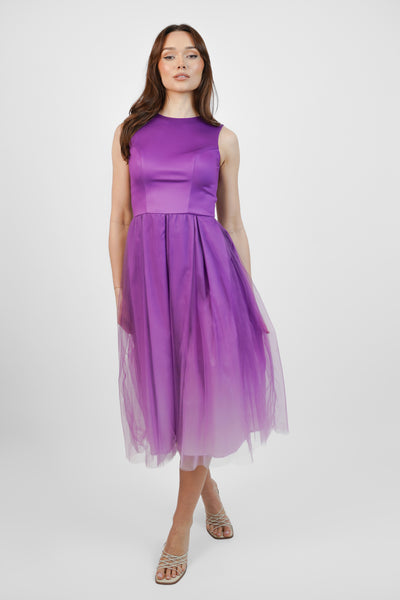 Purple Ombre Tulle Midi Dress