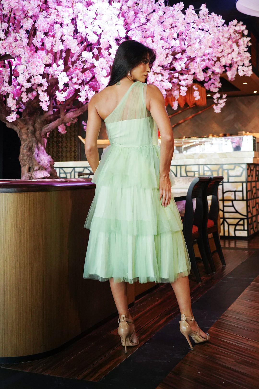 Sage Green One Shoulder Bridesmaid Dresses Sage Green One Shoulder Tulle Midi Dress Skirt Stiletto Sage Green One Shoulder Bridesmaid Dresses Sage Green One Shoulder Tulle Midi Dress Skirt Stiletto
