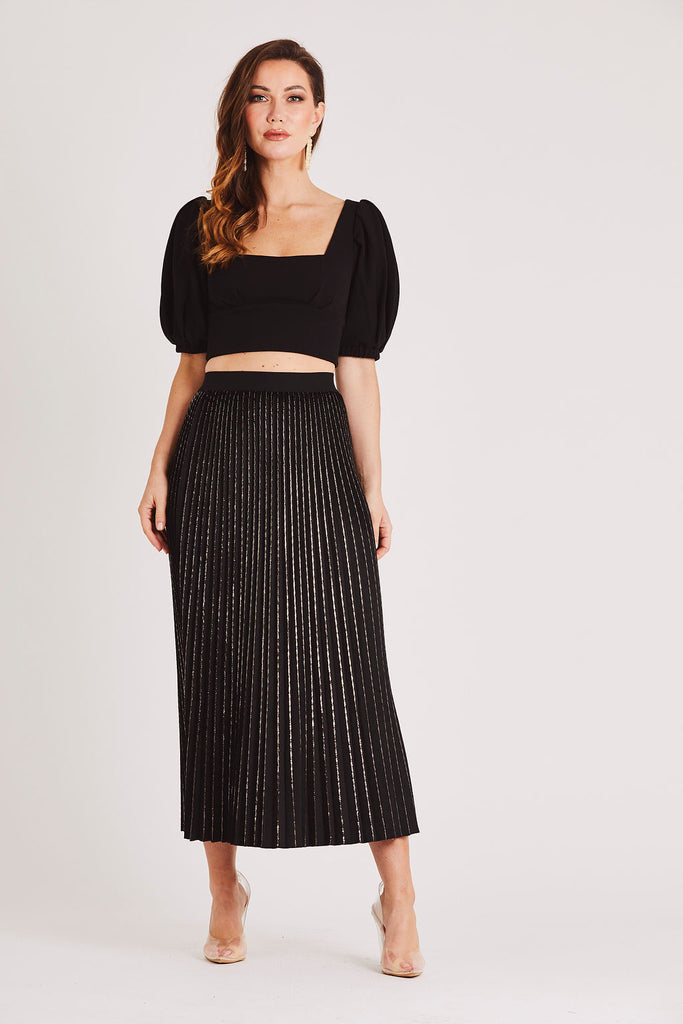 Black pleated clearance midi skirt velvet