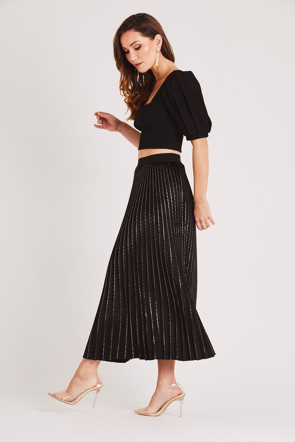 Pleated velvet skirt best sale