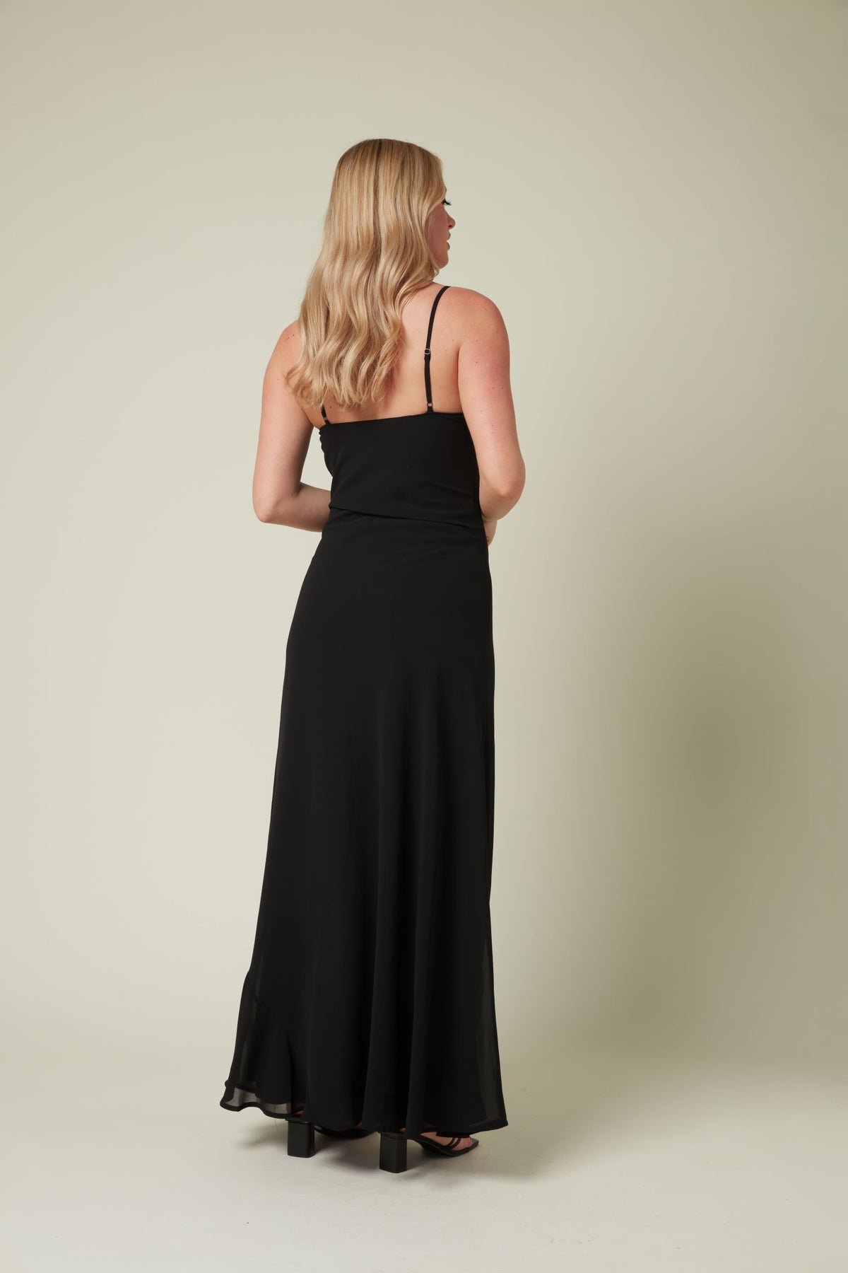 Black chiffon maxi dress with cowl neck – Skirt & Stiletto